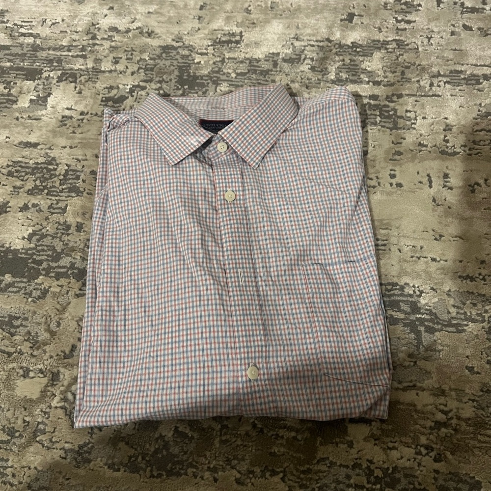NEW UNTUCKit Blue Russell Regular Fit Plaid Button Down Shirt Size XXXL
